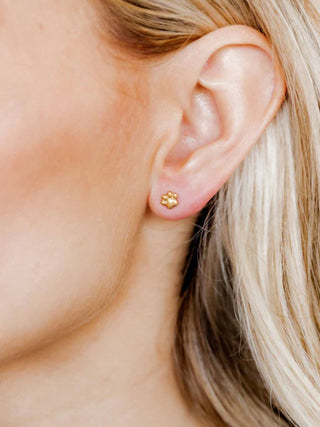 Gold Paw Print Flatback Stud Earrings