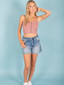 Front Button Ribbed Crop Tank