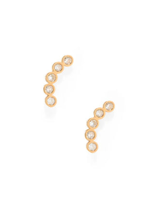 Gold CZ Arch Flatback Stud Earrings