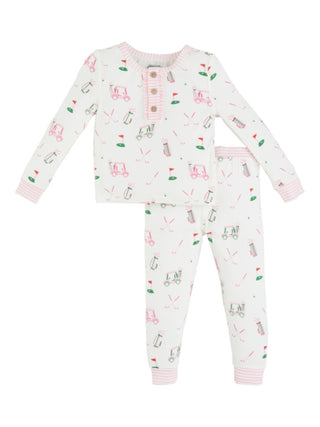 3 Button Golf Pajama Set Pink