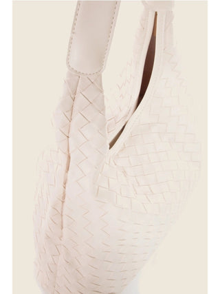 Woven Faux Leather Tote Ivory