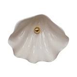 Stoneware Clamshell Dish with Gold Pearl Accent