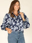 Floral Ruffle Neck Blouse