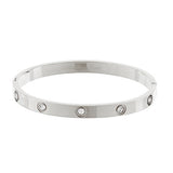 Pave Crystal Statement Bangle Bracelet Silver