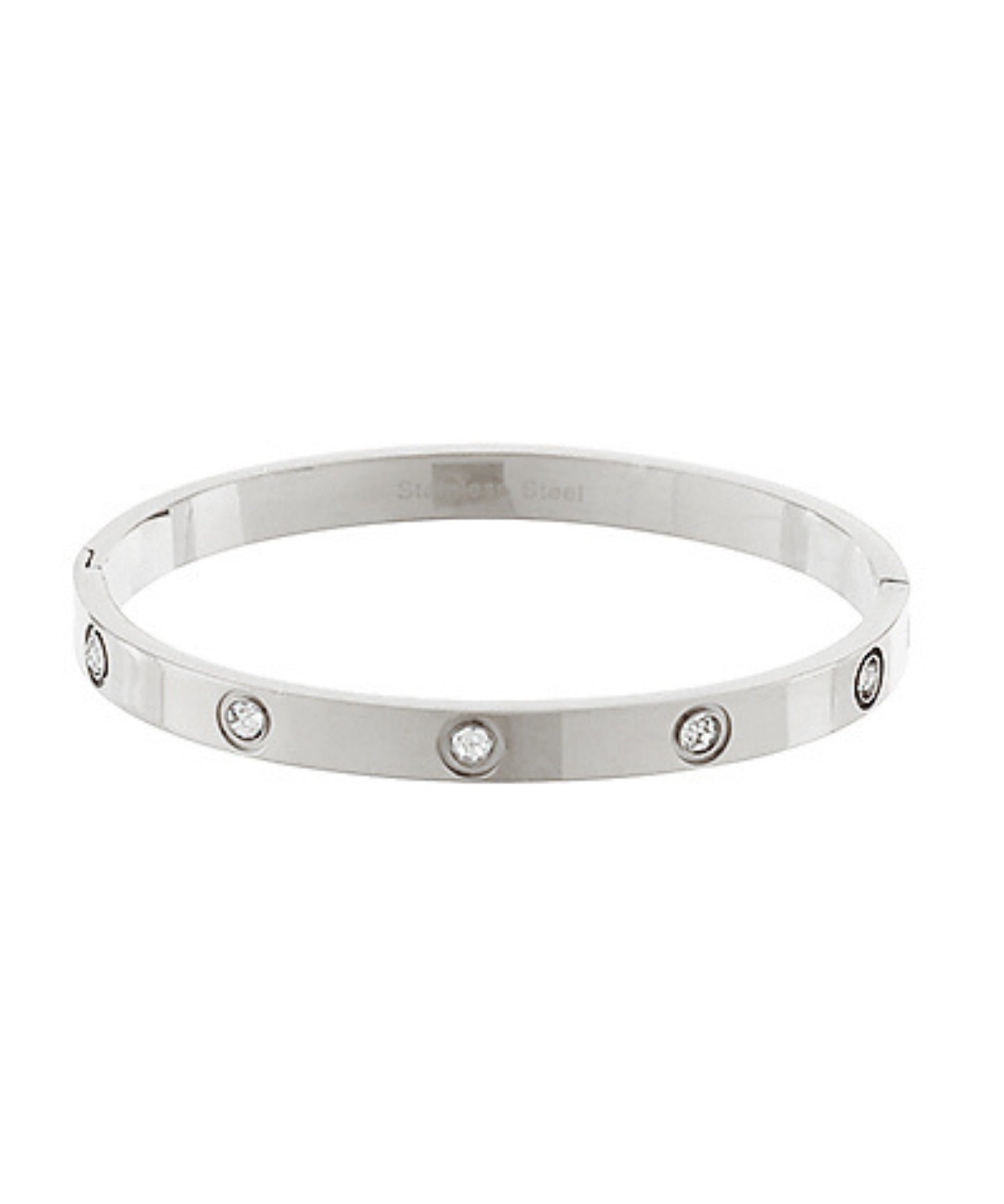 Pave Crystal Statement Bangle Bracelet Silver