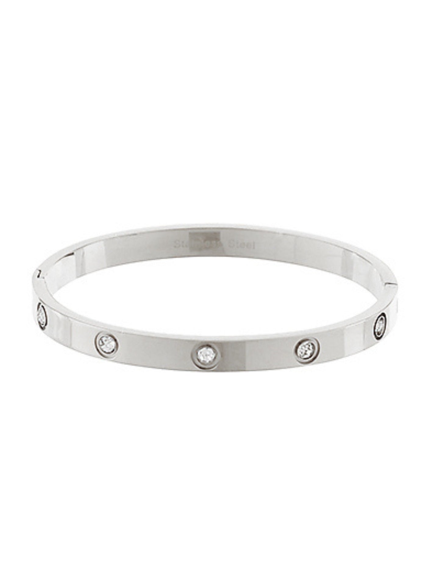 Pave Crystal Statement Bangle Bracelet Silver