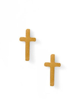 Gold Cross Flatback Stud Earrings