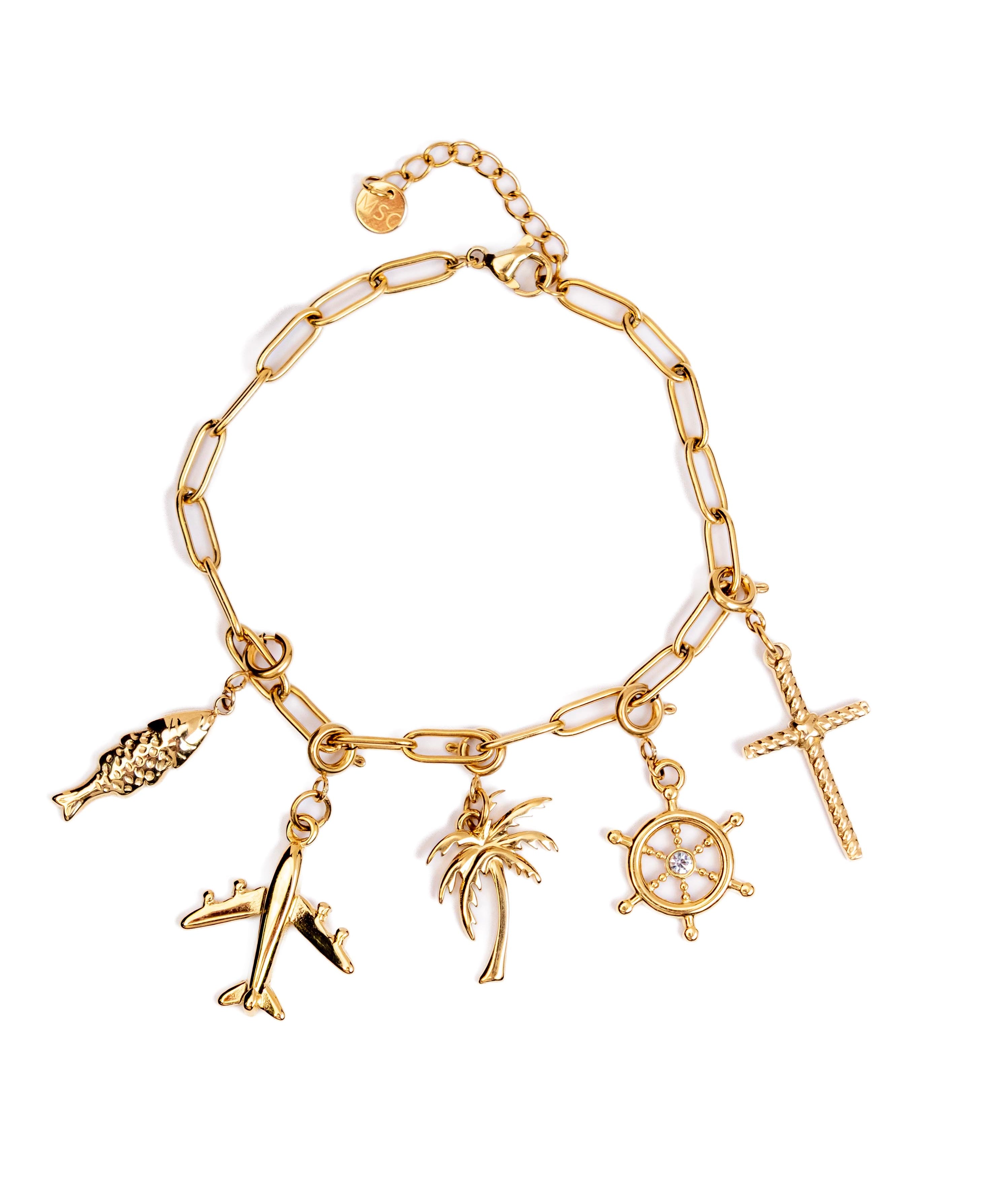Waterproof Palm Tree Charm – Gold-Plated, Tarnish-Free & Hypoallergenic (detail view 2)