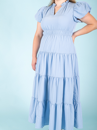 Puff Sleeve Tiered Maxi Dress