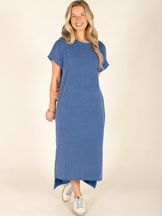 Ribbed Midi Shirt Dress