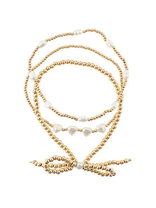 3 Row Pearl Bow Bracelet Set