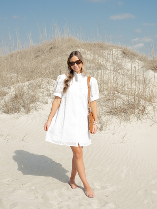 Graceful Bloom Appliqué Mini Dress White