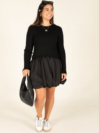 Ribbed Sweater & Bubble Skirt Dress