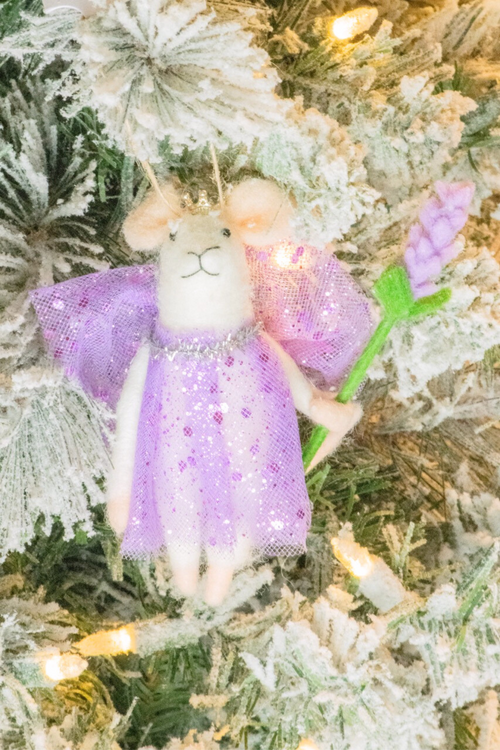 Purple flower Fairy Mice Felt Ornament