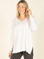 Hi-Low V-Neck Sweater-Ivory