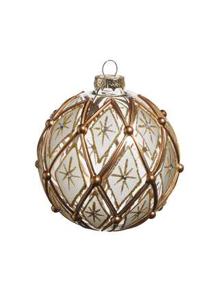 White & Gold Deco Ornament Round 