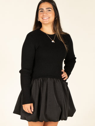 Ribbed Sweater & Bubble Skirt Dress