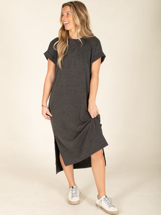 Ribbed Midi Shirt Dress