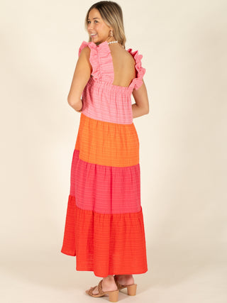 Tiered Colorblock Maxi Dress