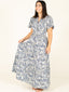 Pre-Order: Blue & White Daisy Print Maxi Dress