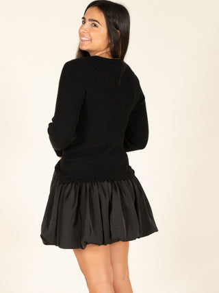 Ribbed Sweater & Bubble Skirt Dress