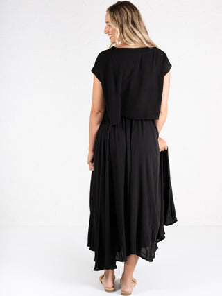 Woven Crinkle Top Black