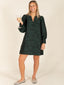 Jacquard Long Sleeve V-Neck Mini Dress