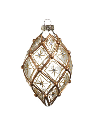 White & Gold Deco Ornament Teardrop 