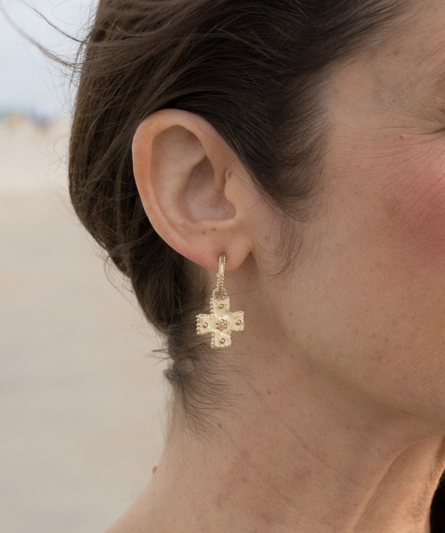 Dotted Cross Dangle Earrings