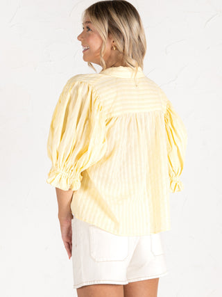 Puff Sleeve Button Down Yellow