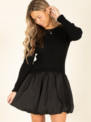 Ribbed Sweater & Bubble Skirt Dress