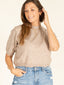 Short Sleeve Sweater Top-Brown