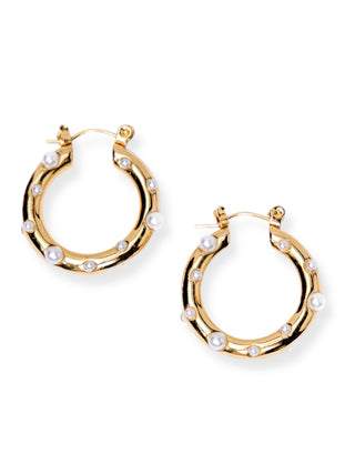 My Sister's Cottage | Waterproof | Pearl Studded Hoops