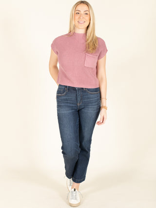 Mock Neck Cropped Sweater