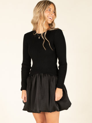 Ribbed Sweater & Bubble Skirt Dress