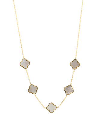 Pearl Clover Station Chain Necklace