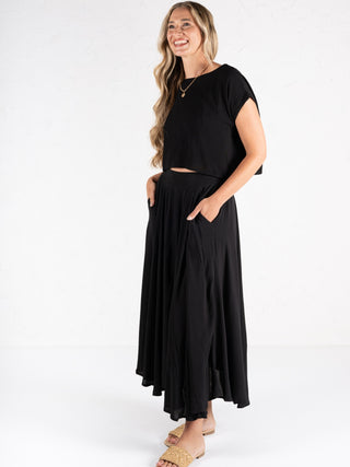 Woven Crinkle Top Black