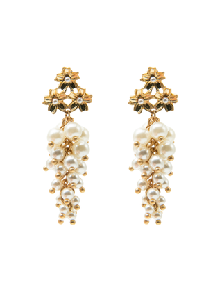 Tiered Pearl & Flower Earrings