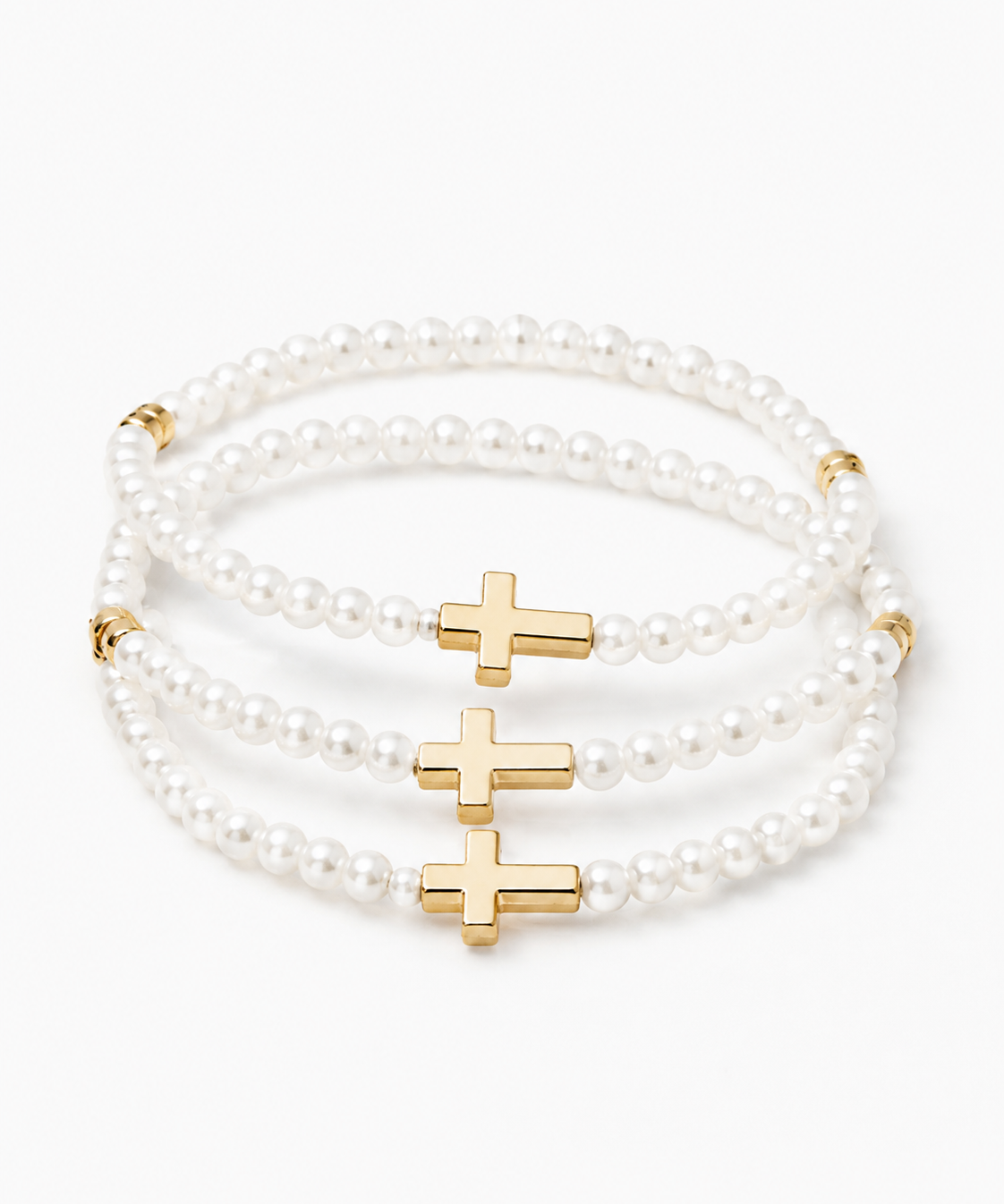 3 Row Pearl Cross Bracelet