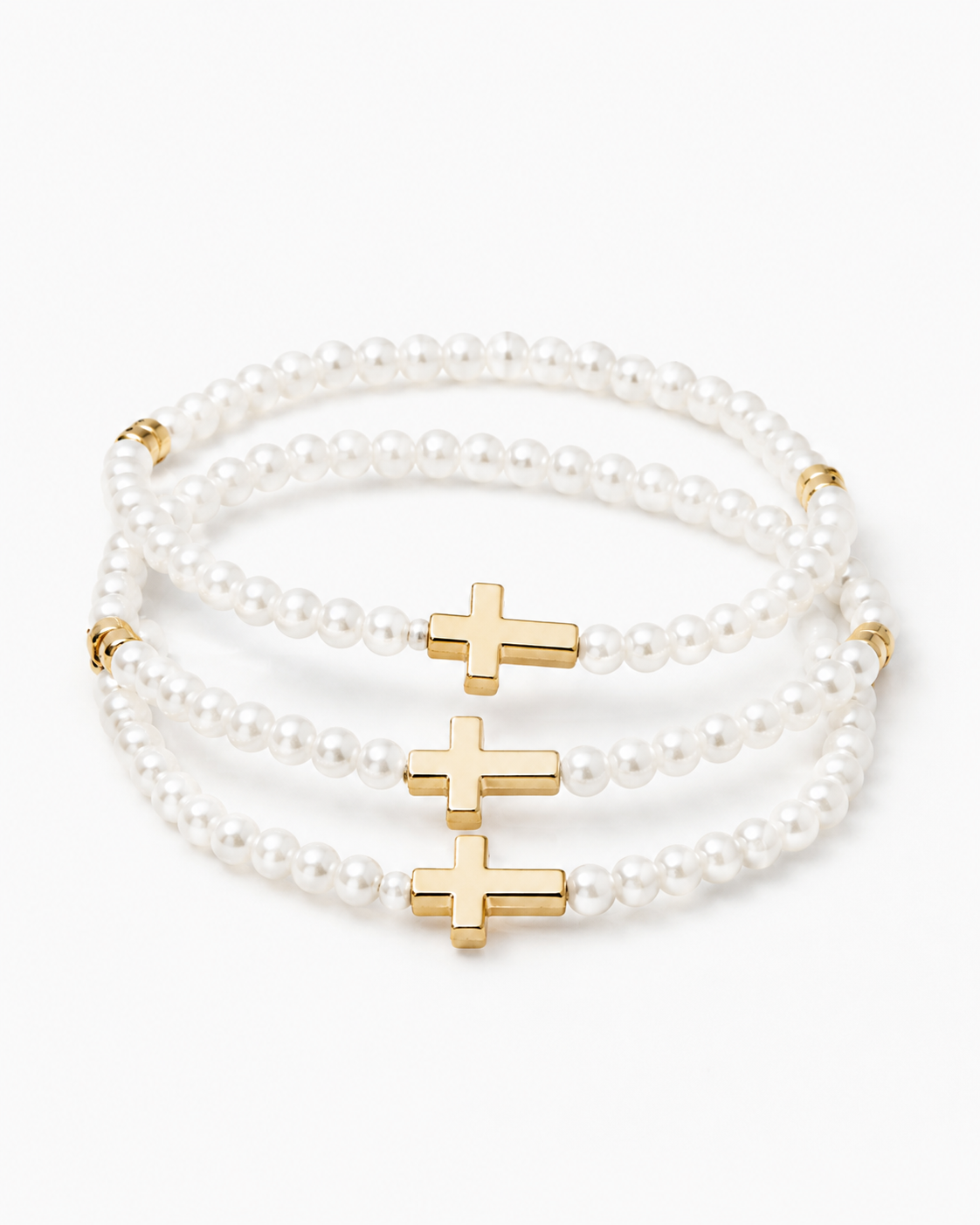 3 Row Pearl Cross Bracelet