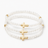 3 Row Pearl Cross Bracelet