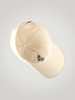 Embroidered Flowers Hat Cream