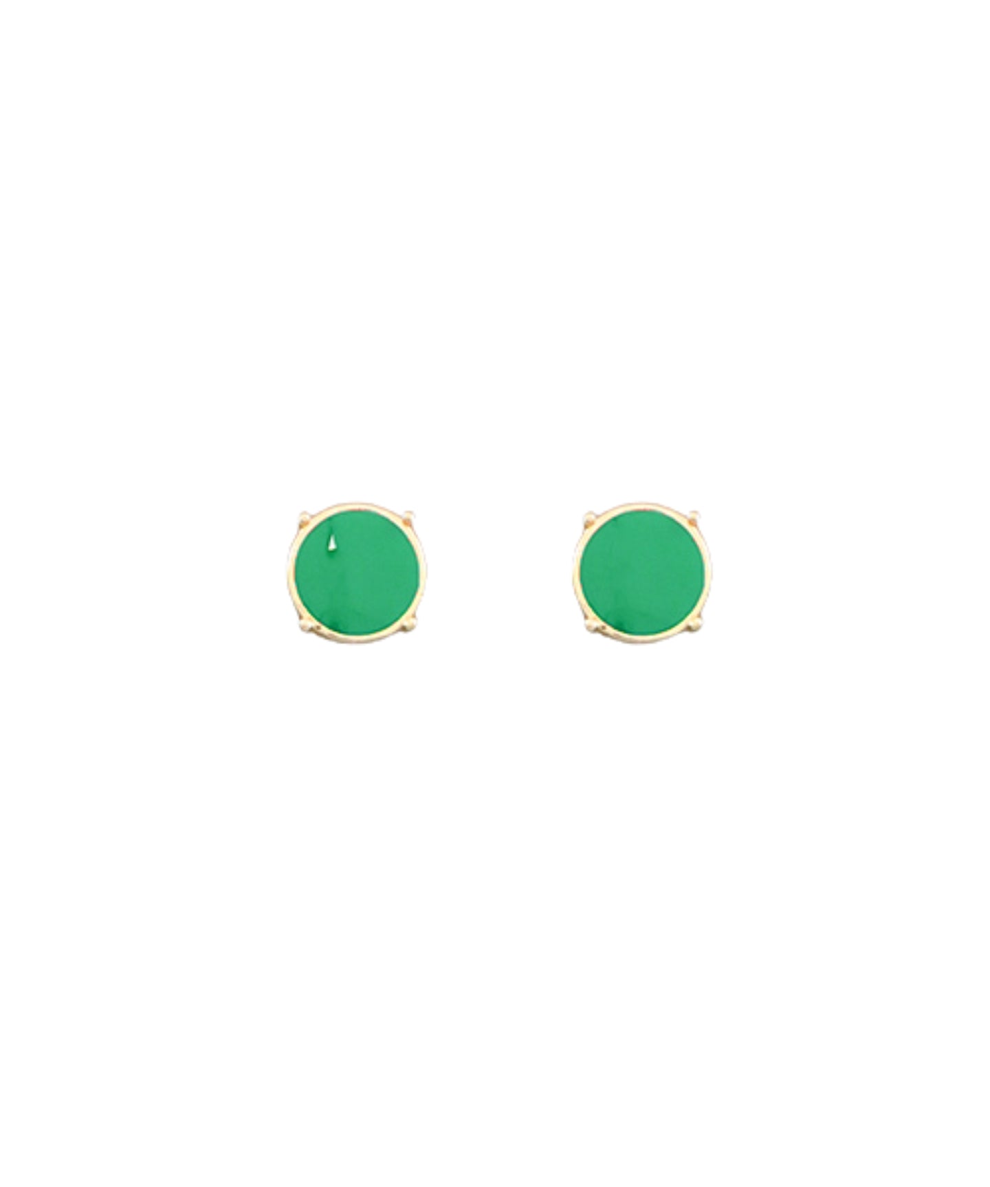 Color Circle Stud Earrings Light Green