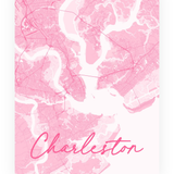My Sister's Cottage | Charleston Map Print Pink