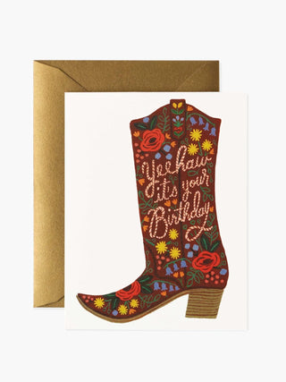 Cowgirl Boot Birthday Card