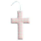 Hand-Painted Ceramic Cross Pink Lines