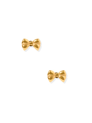 Gold Bow Tie Flatback Stud Earrings