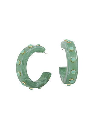 Crystal Acetate Hoops Green