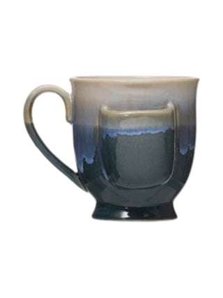 Stoneware Mug w/ Tea Bag Holder Blue