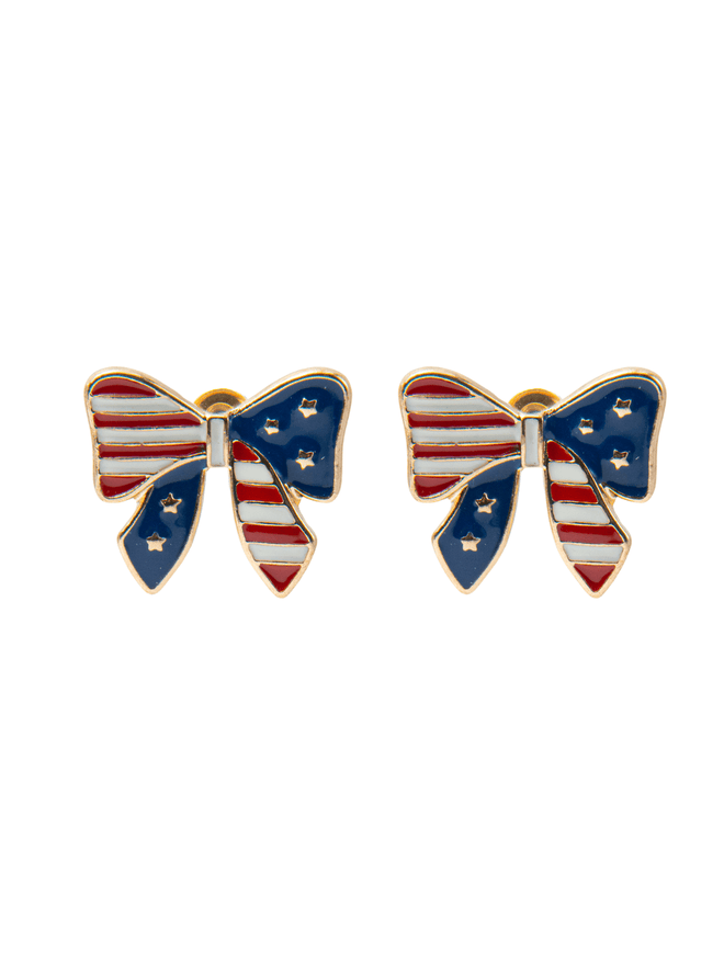 US Flag Bow Earrings